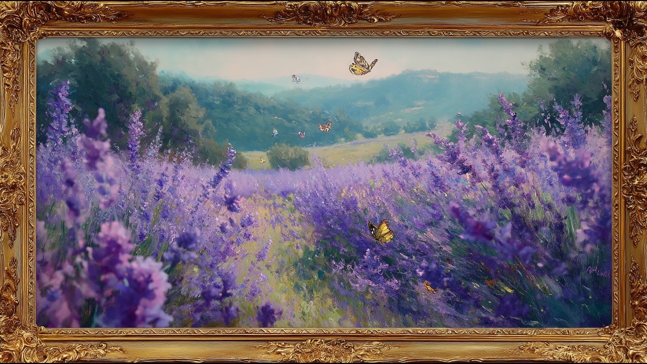 Lavender Dreams | Turn Your TV Into Art | Purple Floral Oil Painting | TV Framed Art | 3 Hours