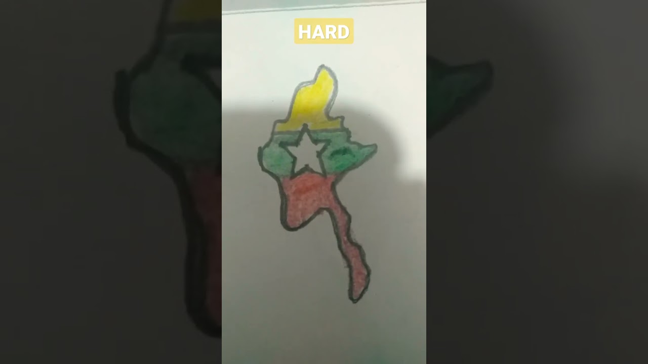 Drawing Myanmar Flag Pt 2 Easy Normal Hard #328 #Shorts