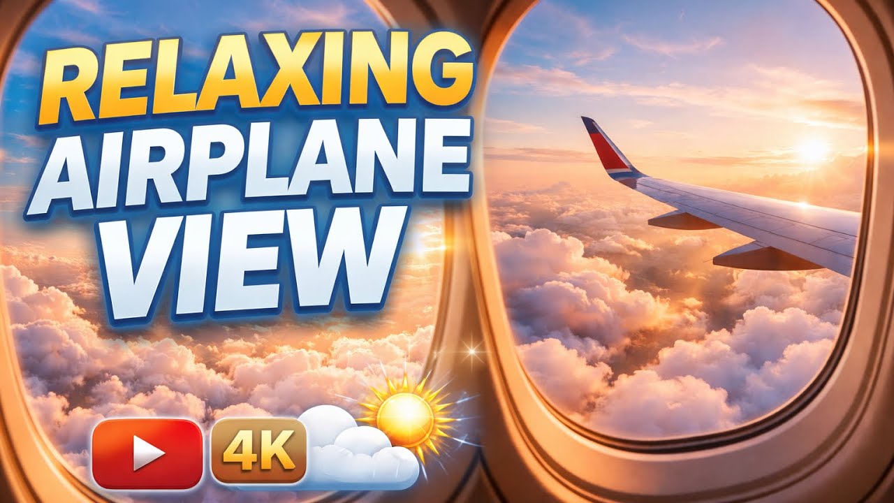 Relaxing Airplane Window View ✈️ Clouds, Sky & Peace | 4K Ambient