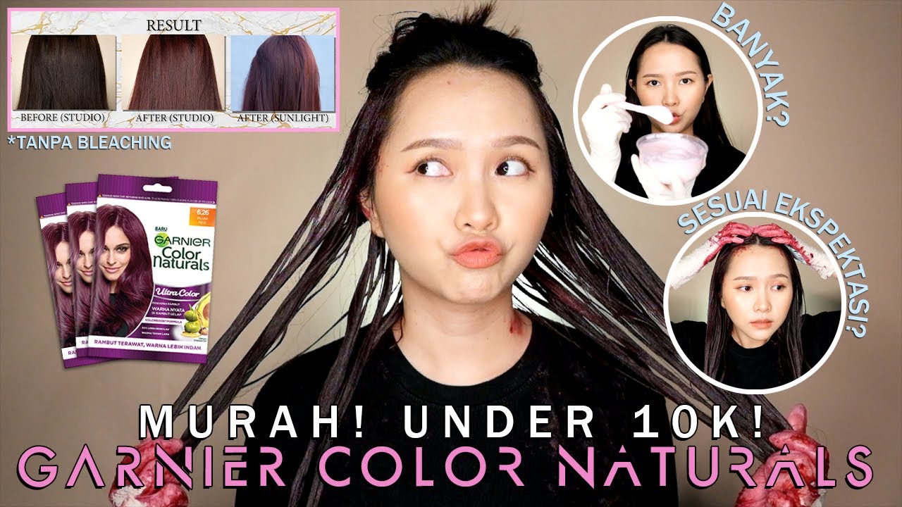CAT RAMBUT SENDIRI TANPA BLEACHING | GARNIER COLOR NATURALS PLUM RED