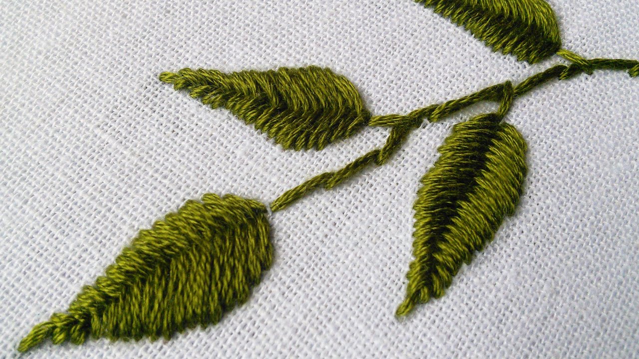 Hand Embroidery Design | Fish Bone Stitch Tutorials |  HandiWorks #24
