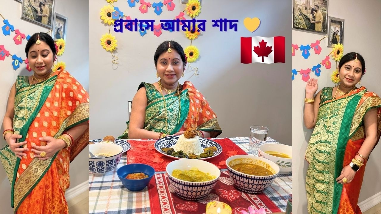 Bengali Shaad Ceremony in Canada 🇨🇦 | Indian Baby Shower Vlog Abroad 💛