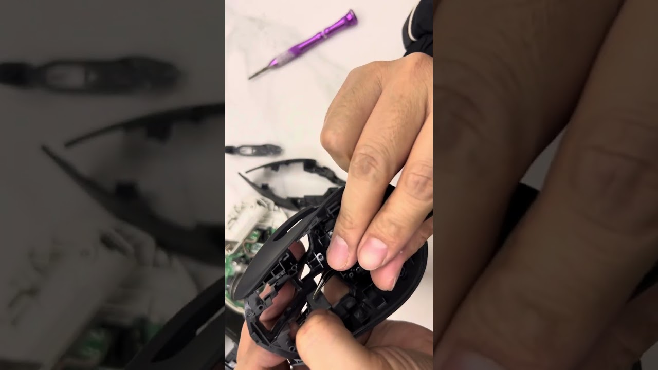 Logitech M720 mouse disassembled and replaced with shell