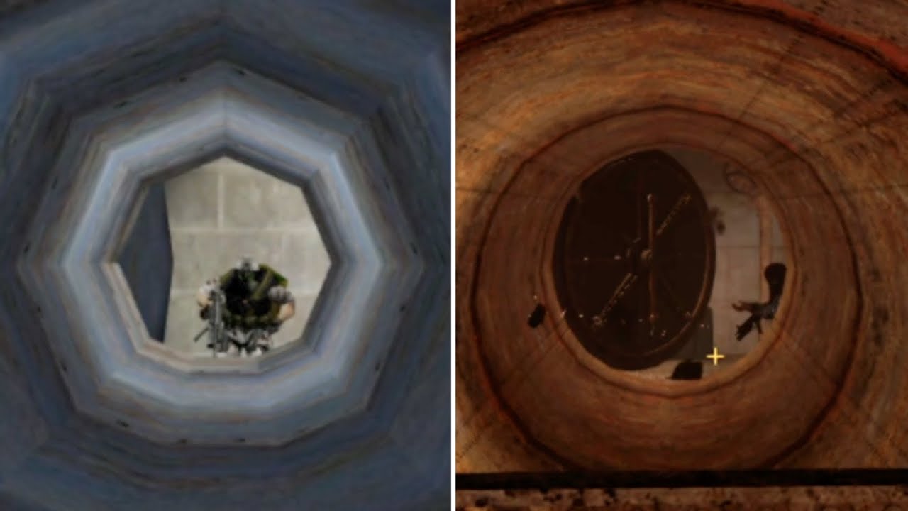 The soldier who tries to blow you up in the pipe (Half-Life / Black Mesa comparison)