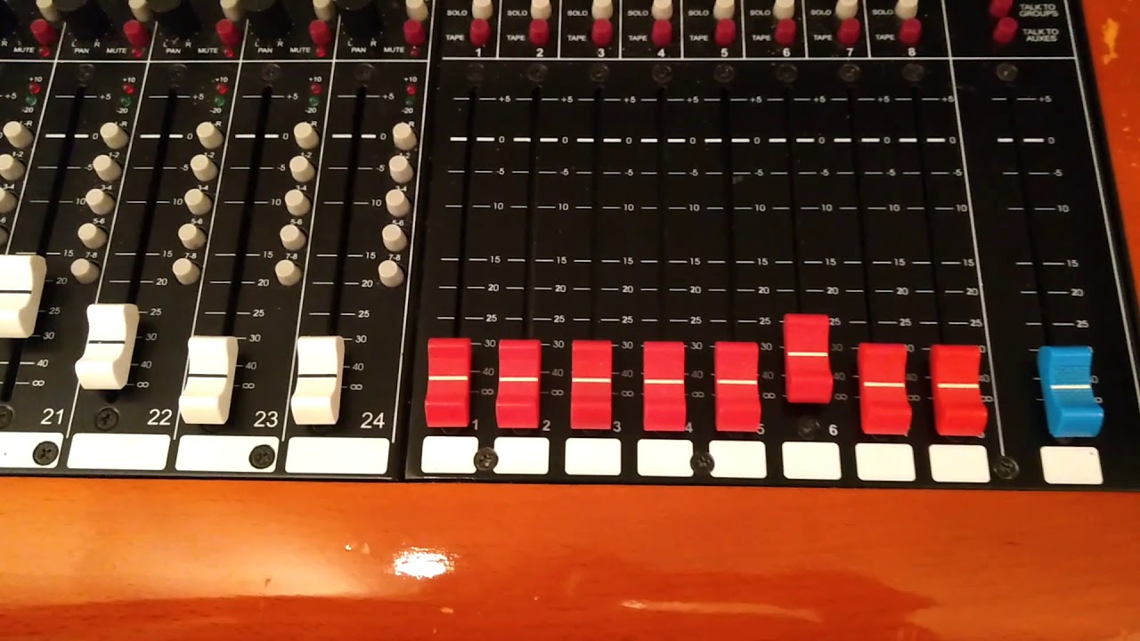 Studio B: Toft Walk through -  Buttons, switches, and faders on analog Toft ATB console.