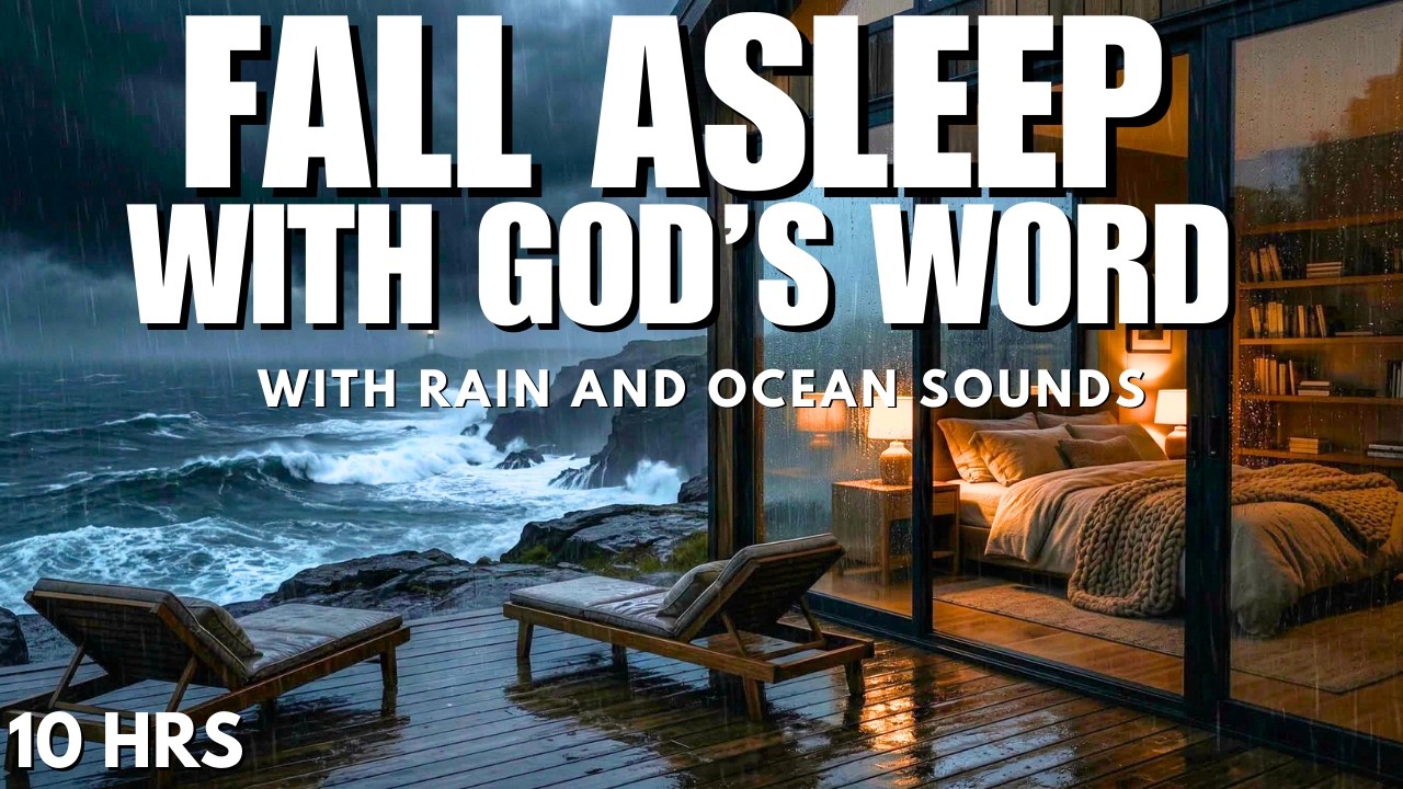 Sleep Under God’s Promises | Peaceful Bible Verses for Deep Sleep + Rain & Ocean Waves (10 Hours)