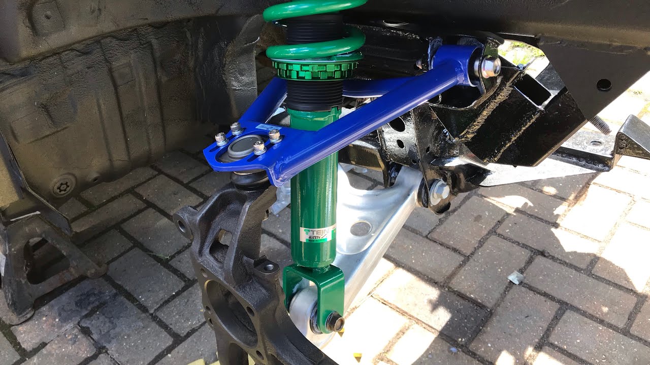 RX8 3uz-fe Lexus V8 Engine swap episode 12 - front suspension rebuild with Tein and Japspeed parts.