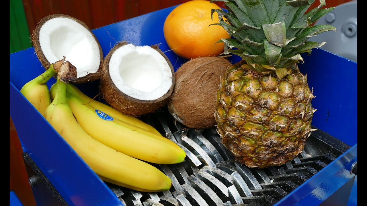 SHREDDING A COCONUT AND OTHER FRUITS (BANANA, PINEAPPLE, ORANGE)