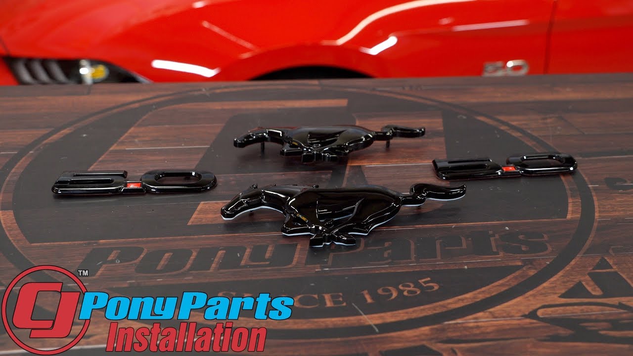 2018-2023 Mustang GT Emblem Kit With Front Pony/Rear Pony/5.0 Fender Gloss Black Installation