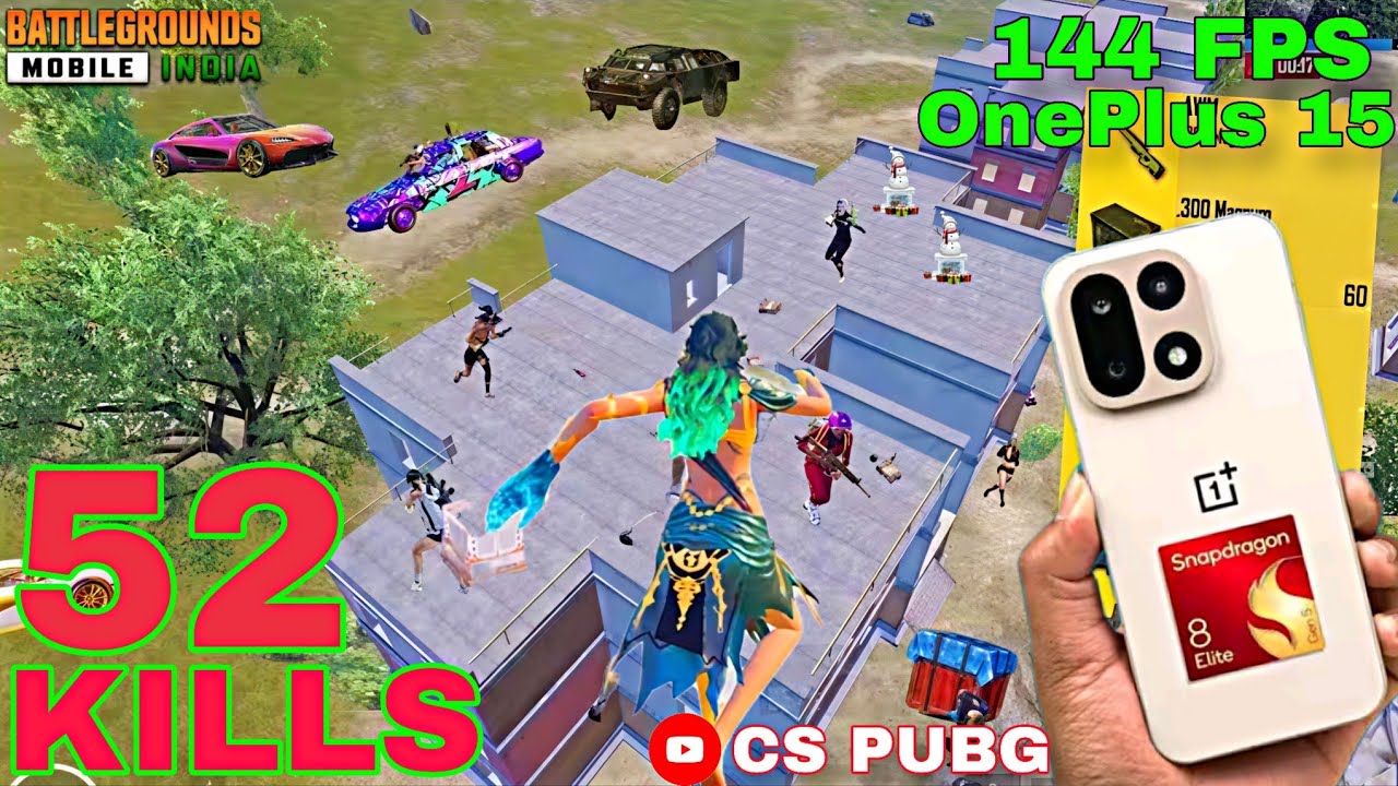 Solo 🔥 52 Kill - Best Aggressive Rush Gameplay with OnePlus 15 ! 144 FPS Smoothness & Gyro Fix?