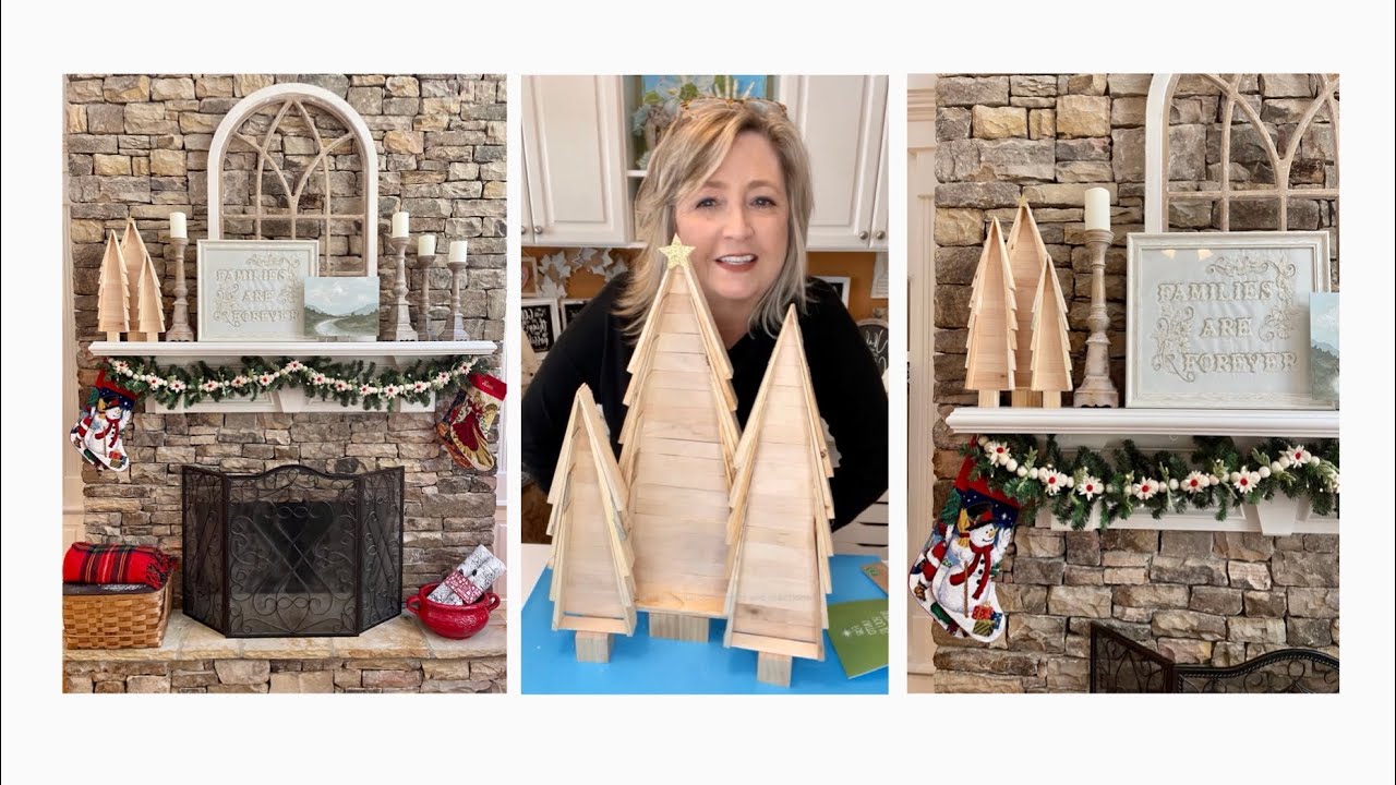 Wood shim and popsicle stick Christmas trees