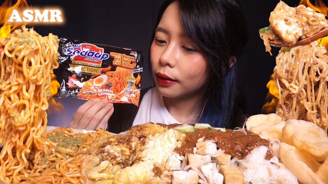 ASMR KETOPRAK ft. Mie Sedaap Korean Spicy Chicken (Indonesian Street Food) 🌶️ | Eating Sounds