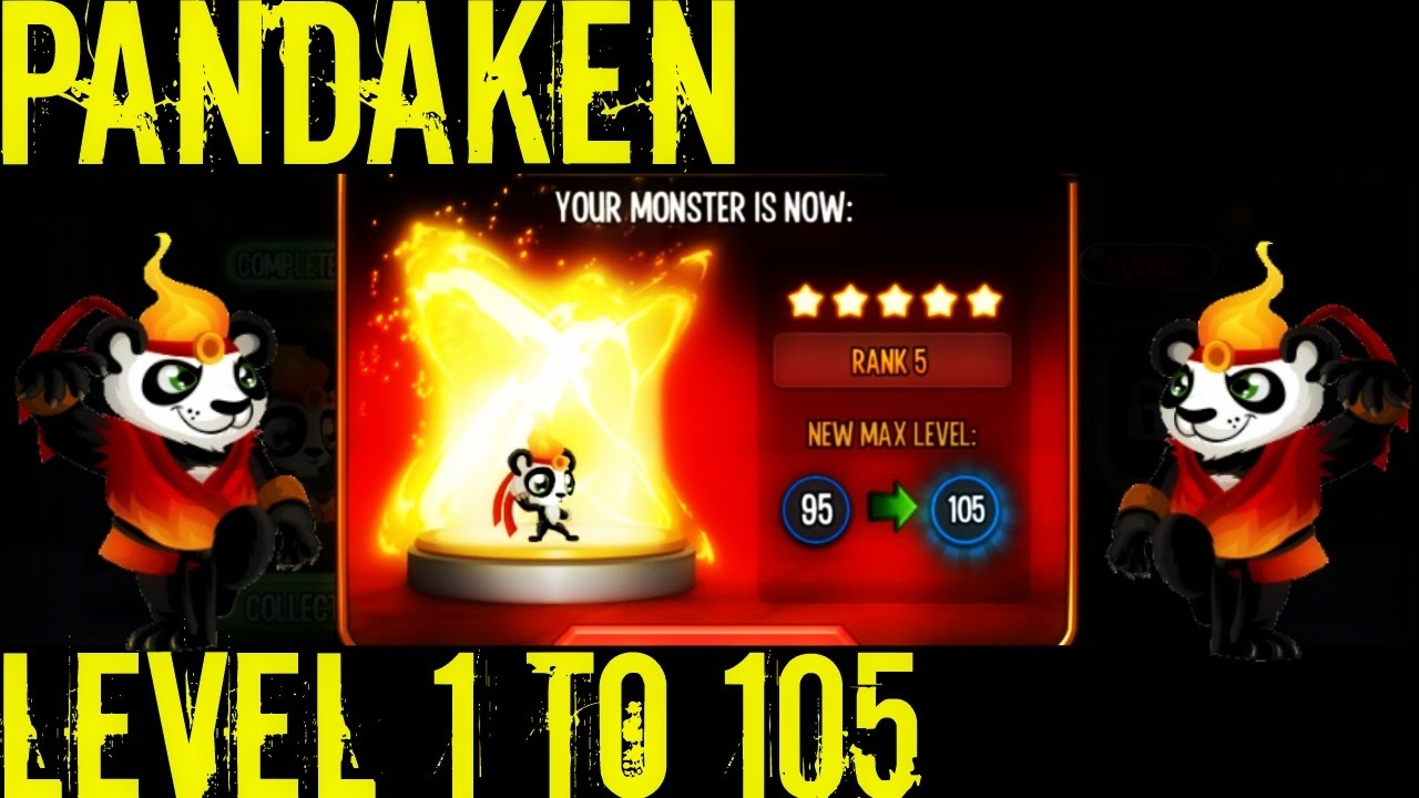 Monster Legends | Pandaken | Level 1 to 105 | Easy Rare Rank Up | Rank 5