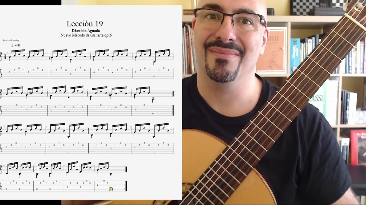 Tutorial Lección 19 Nuevo Método de Guitarra  op.6 Dionisio Aguado con partitura y tabs (w/score)