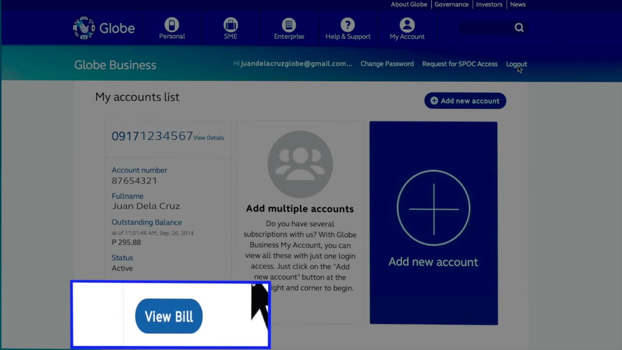 My Account Tutorial 4 View billing statement