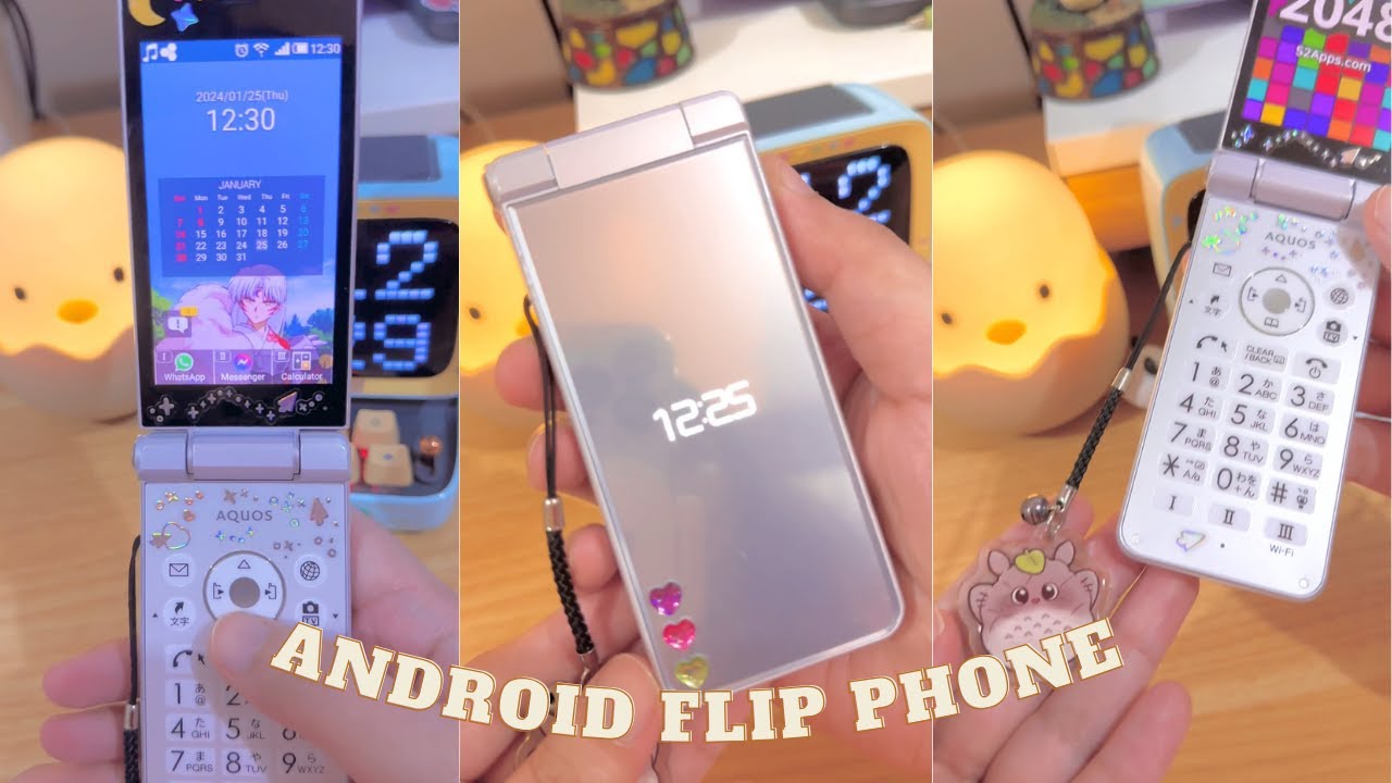 🌟2024 Japanese Keitai Tech Unveiled! 🍒 Sharp Aquos 601SH - Android Flip Phone ASMR Review 🌱