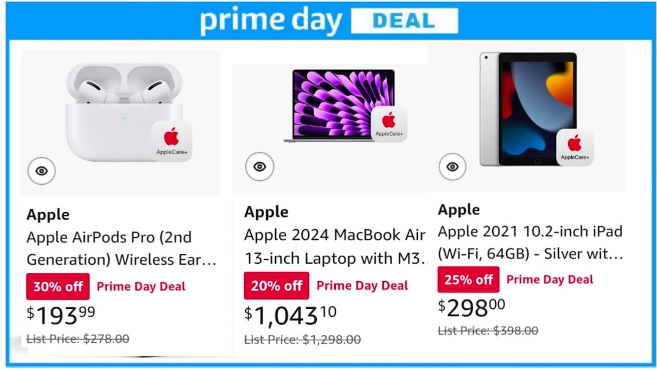Amazon Prime Day Sale 2025 Apple Deals : Save on Apple  Macbook, AirPods, Watches, iPads and More