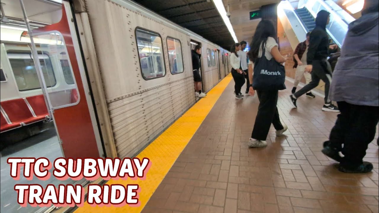 TTC Subway Train Ride on Line 2 from Dundas West to Kipling Station 