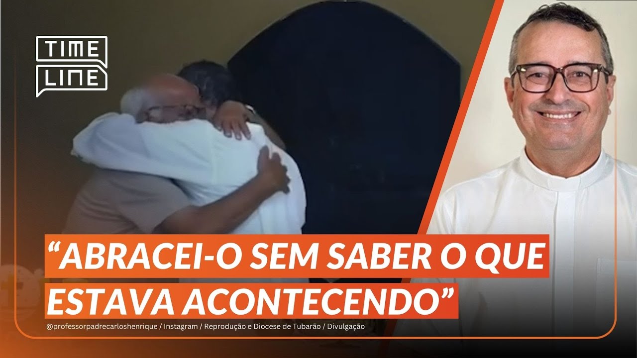 VÍDEO: fiel ABRAÇA PADRE durante missa após saber da morte do neto em SC | Timeline