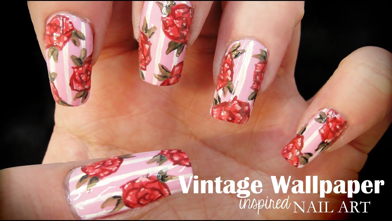 Vintage Wallpaper inspired nail art