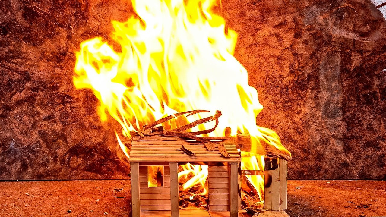 12 Hours Building This Popsicle House |Then 10 Minutes of Insane Crackling Flames & Explosion Sounds