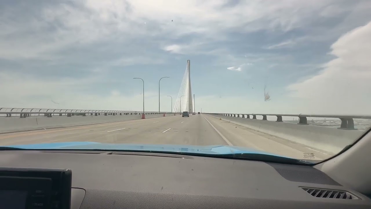 Going over the new harbor bridge in Corpus Christi Texas