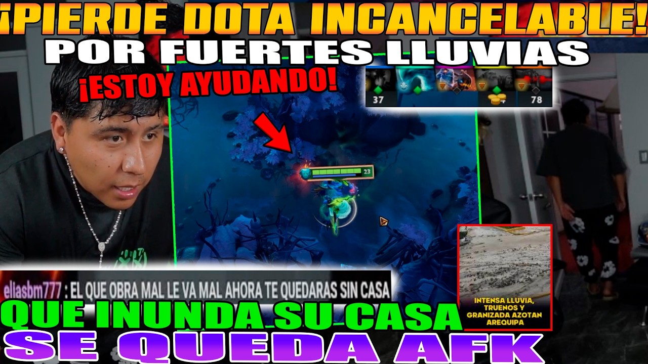 PIERDE SU DOTA INCANCELABLE!! MACARIUS SE QUEDA AFK. POR FUERTES LLUVIAS QUE INUNDAN SU CASA DOTA 2
