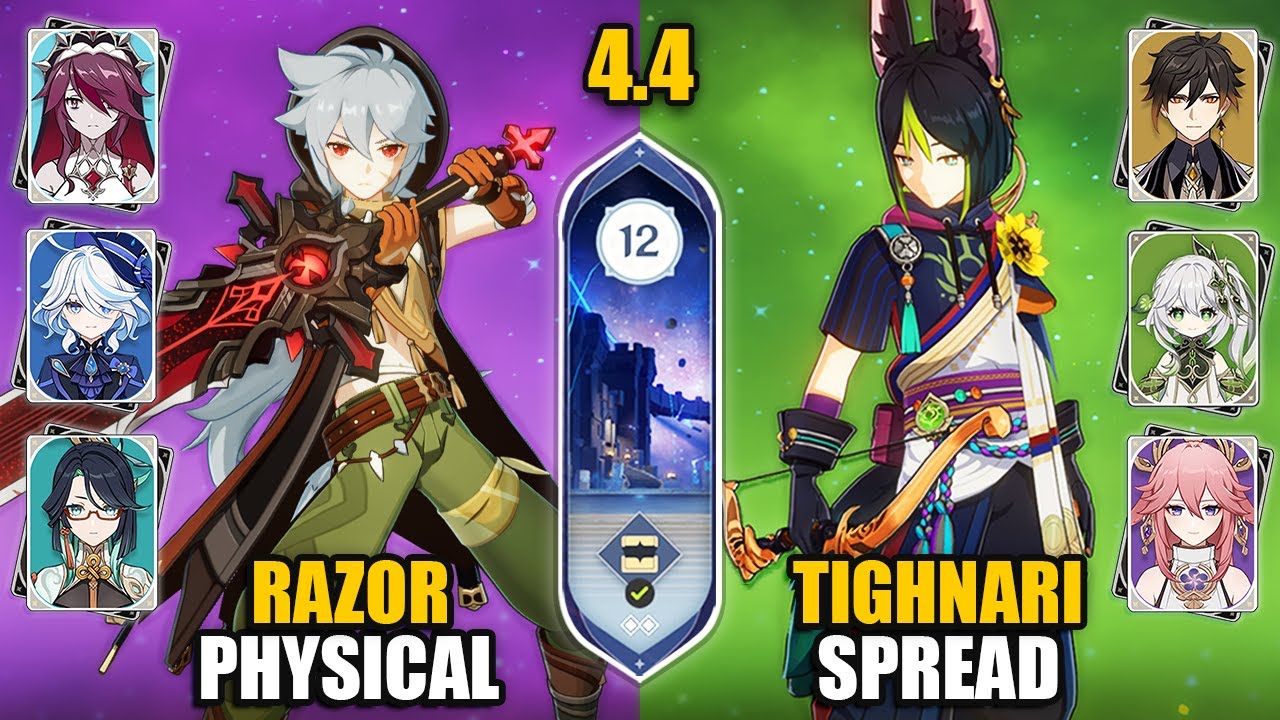 Razor Physical Plunge & C0 Tighnari Spread DPS Team | Spiral Abyss 4.4 Floor 12 | Genshin Impact