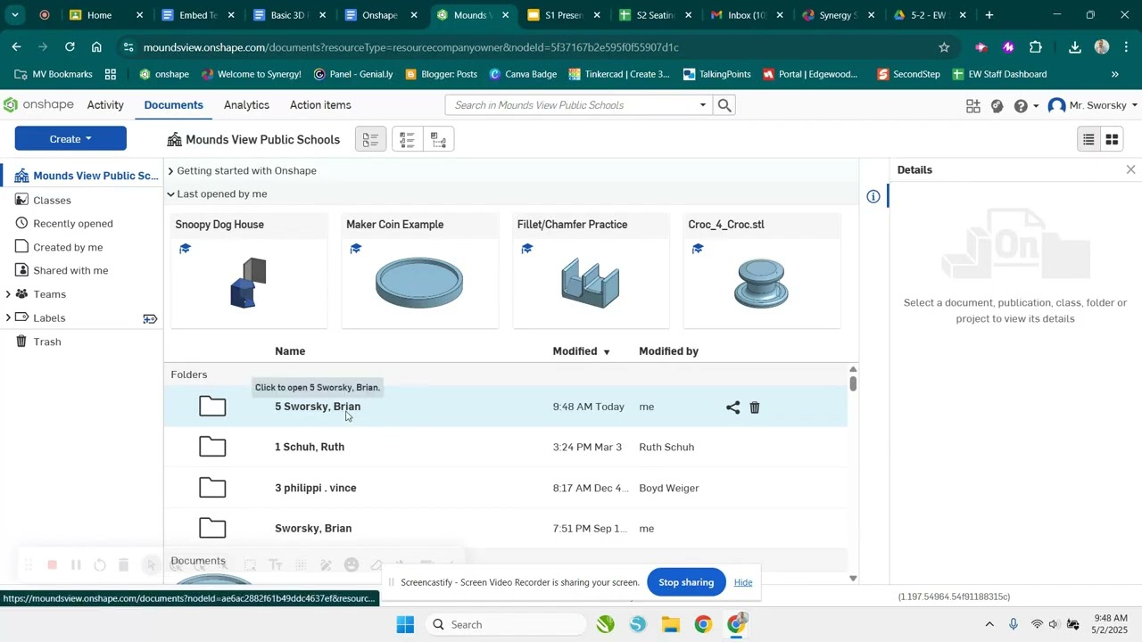 Creating and Sharing a Folder in Onshape