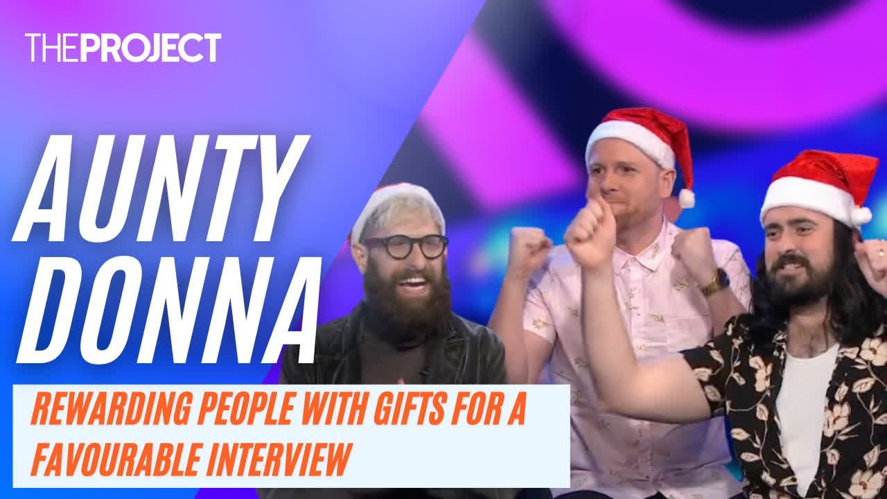 Aunty Donna Rewarding The Desk With Gifts For A Favourable Interview