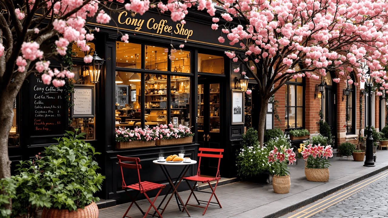 Quiet Morning Spring Jazz ☕ Tranquil Jazz Music at Cozy Coffee Shop Ambience for Relax, Study, Work