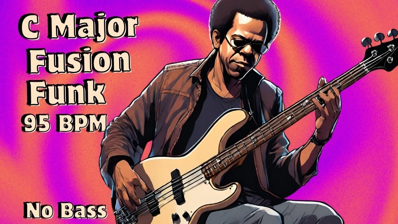 Bass Backing Track 🎸 C Major 🎵 Fusion Funk 😎 95 BPM