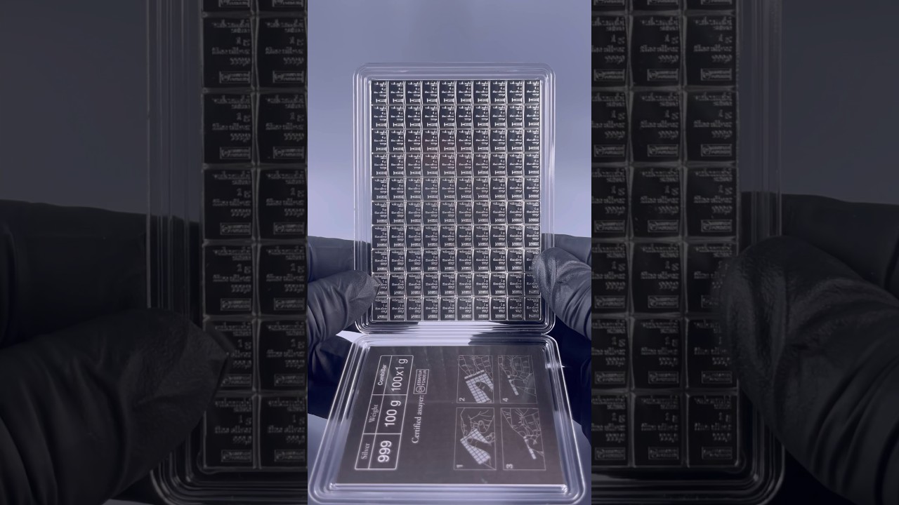 100 gram Silver Bar - Valcambi100&times;1 Gram Silver CombiBar with Assay Card #silverbar #valcambi