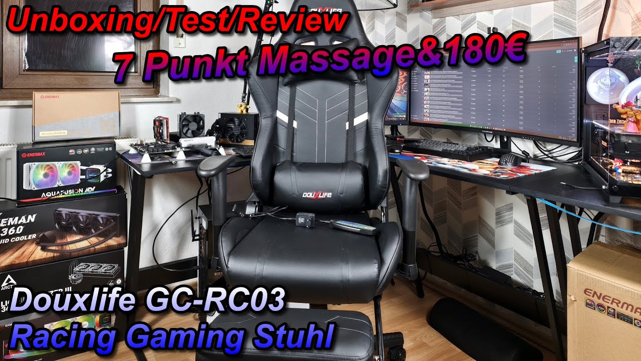 Douxlife GC-RC03 Racing Gaming Stuhl f&uuml;r 180&euro;! MIT 7 PUNKT MASSAGE FUNKTION und Fu&szlig;st&uuml;tze!
