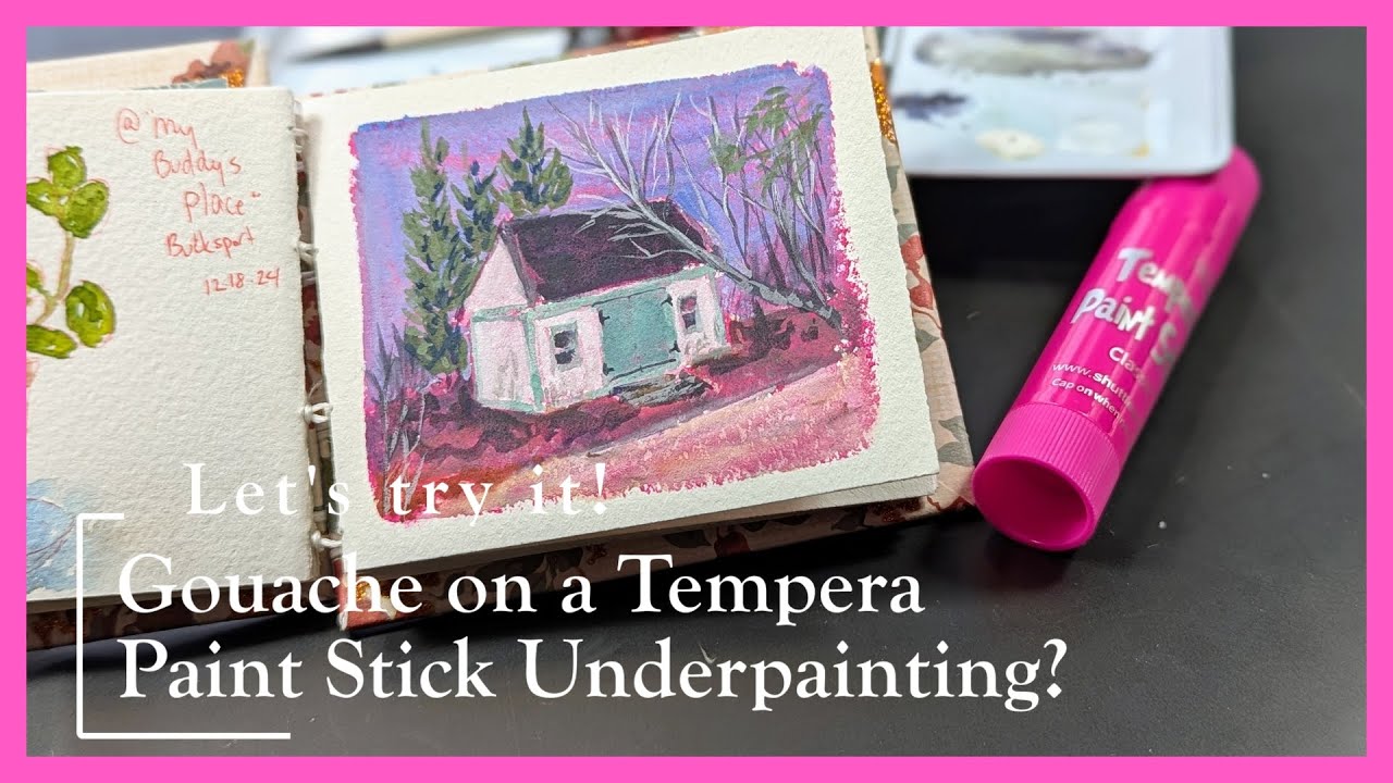 Gouache on a Bright Pink Tempera Paint Stick Underpainting?!  Let's try it!