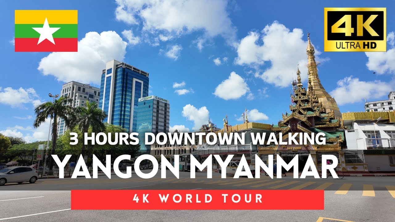🇲🇲Myanmar 4k walk - Yangon 3 Hours 4K Downtown Walking Tour｜Oct 2024