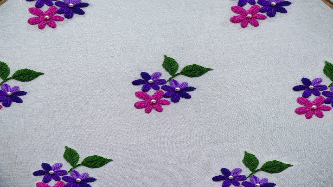 hand embroidery all over design for dress-34#simple and easy flower embroidery design