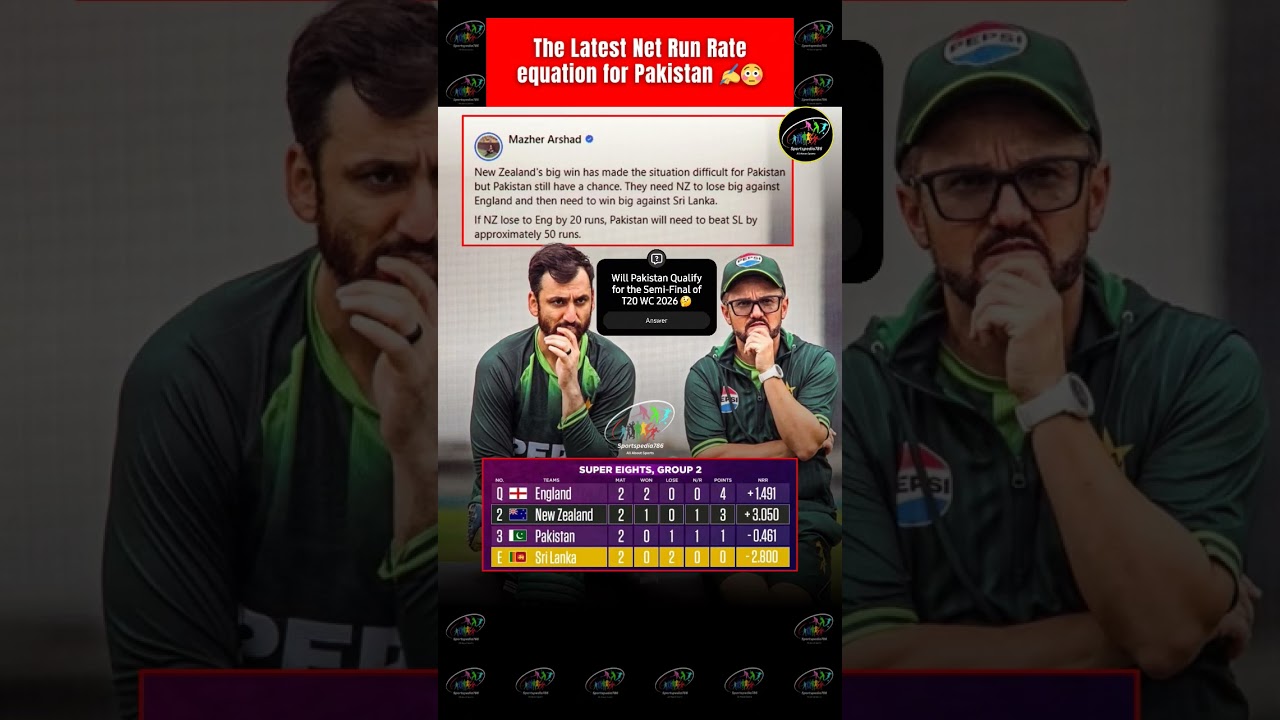 😲 The Latest Net Run Rate equation for Pakistan ✍️😳