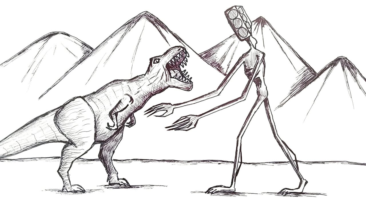 Dinosaur Attacks Traffic Light Head, Hathor Art