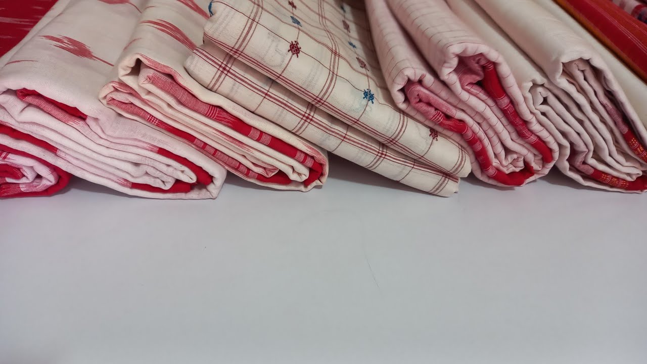Pure Odisha handloom sambalpuri cotton sarees | White with red color &hearts;️  cotton sarees collections