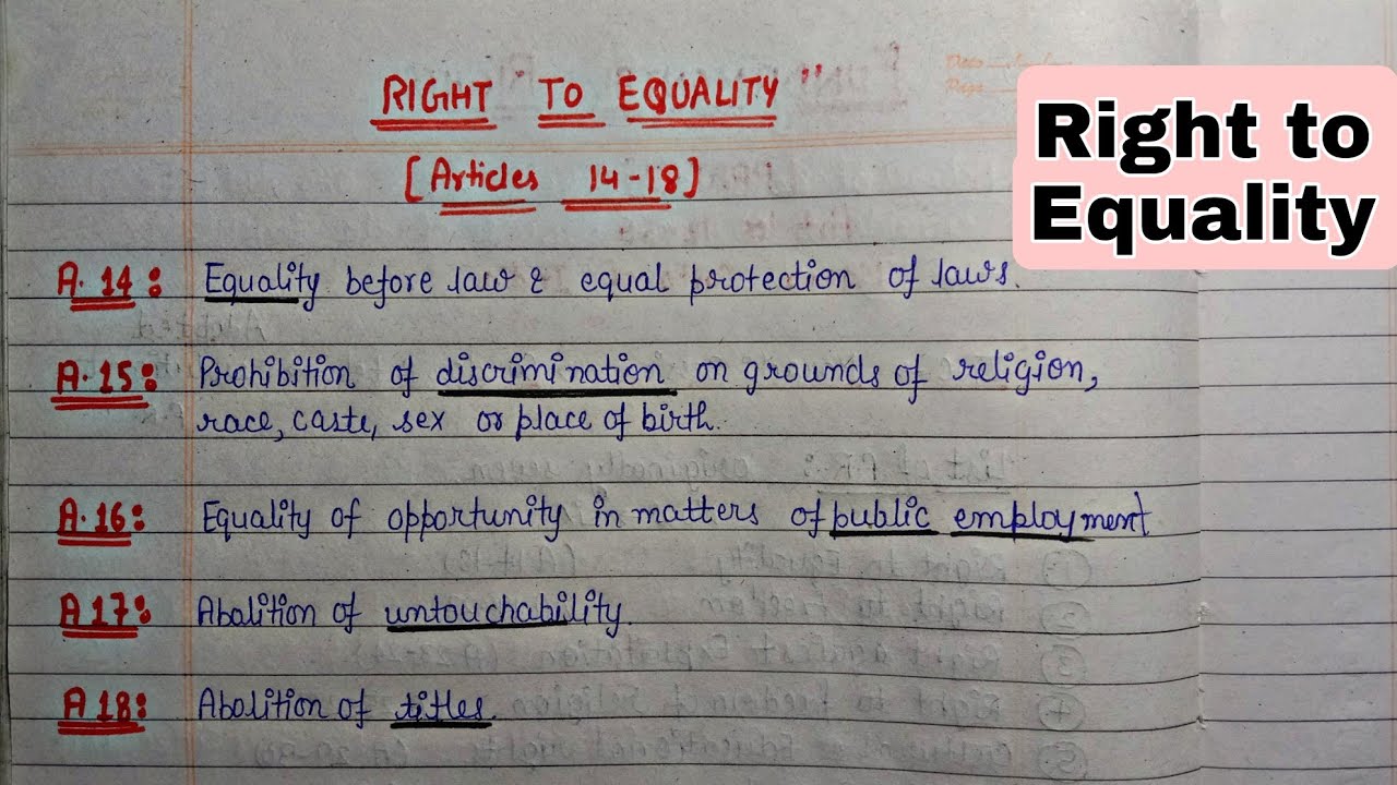 Right to Equality (Articles 14-18 ) || Handwritten Notes || Lec.13 || Indian Polity || An Aspirant !