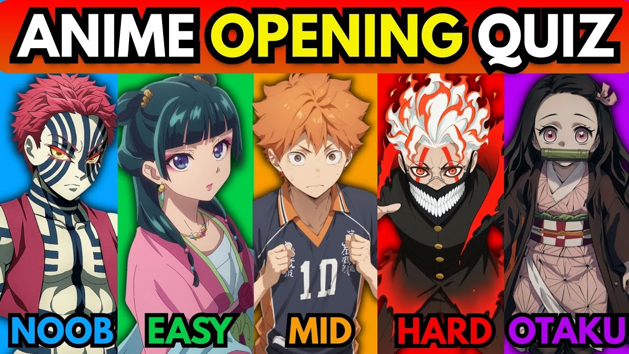 ANIME OPENING QUIZ🔥 - 100 Openings [VERY EASY - VERY HARD]