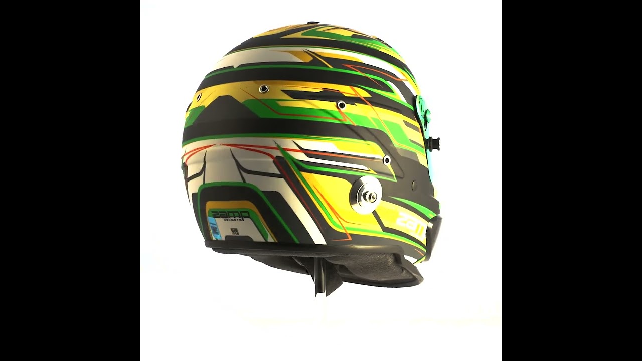 ZAMP RZ 70E SWITCH GREEN/BLACK/YELLOW - FIA & SNELL APPROVED