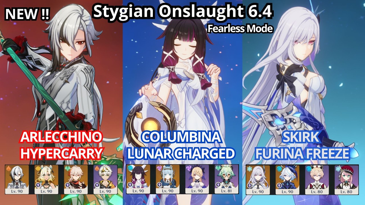 NEW !! C0 Arlecchino x C0 Columbina x C0 Skirk - Stygian Onslaught - Genshin Impact 6.4