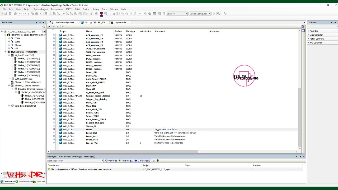 #22 [ Vijeo designer] Create datalog in CSV format by event message handle by trigger tags (P1)