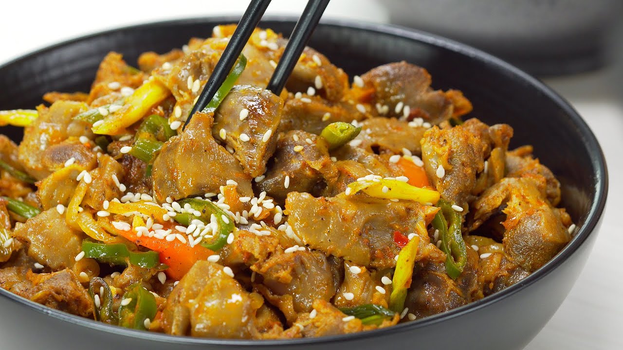 Korean SPICY & GARLIC Fried CHICKEN GIZZARDS. Recipe by Always Yummy!