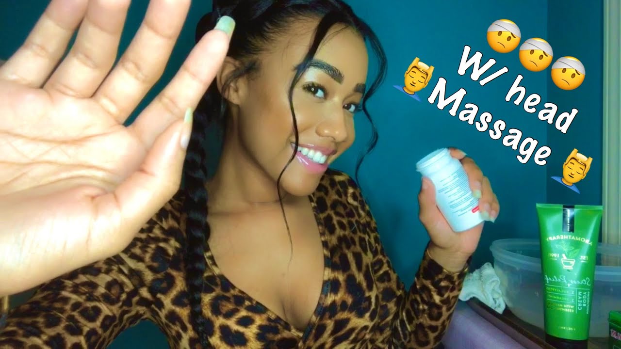 ASMR role-play girlfriend gets rid of your headache (Head massage ASMR roleplay)