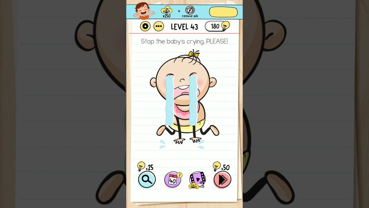 Brain test tricky puzzles level 43 stop the baby's crying please #braintest