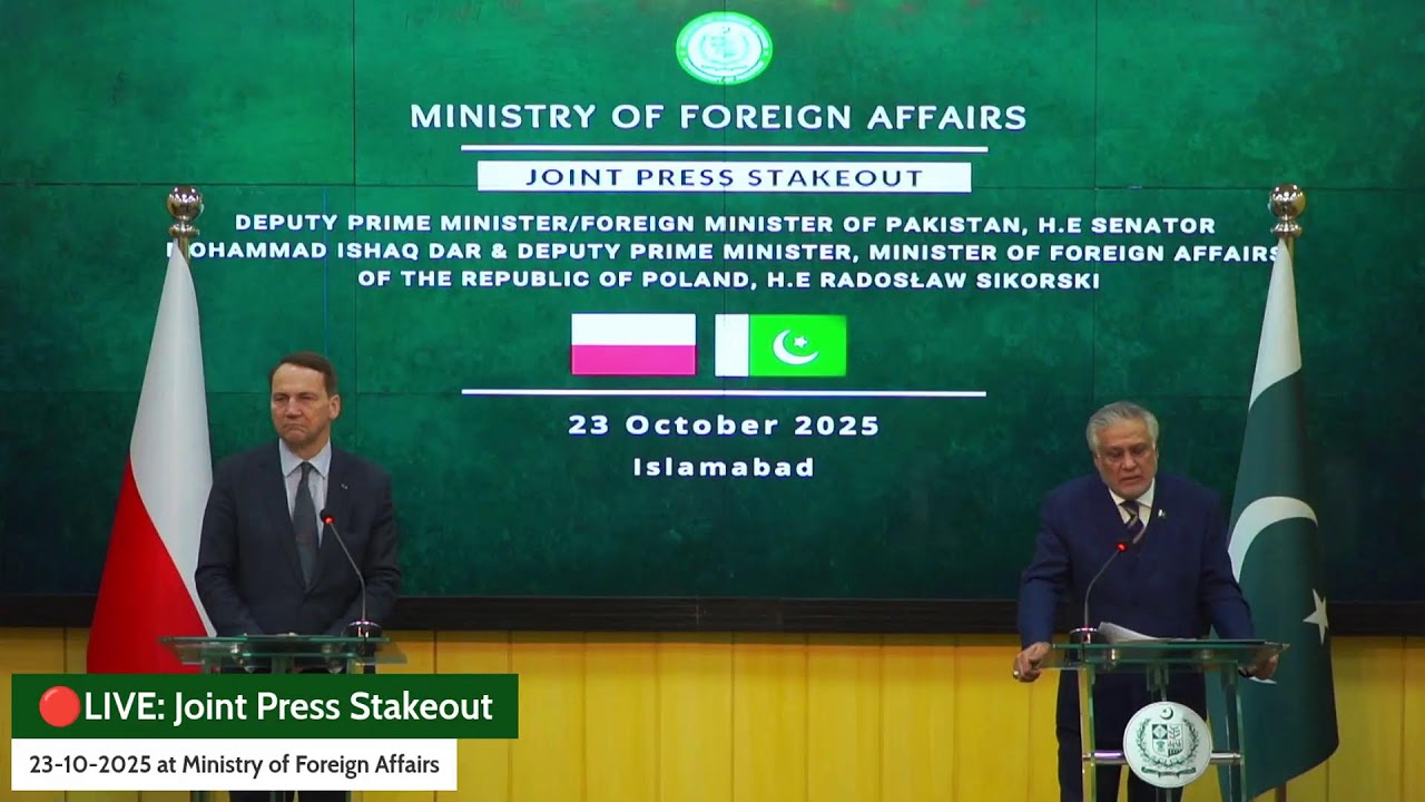 🔴LIVE: Joint Press Stakeout between DPM/FM of Pakistan and DPM/FM of Poland