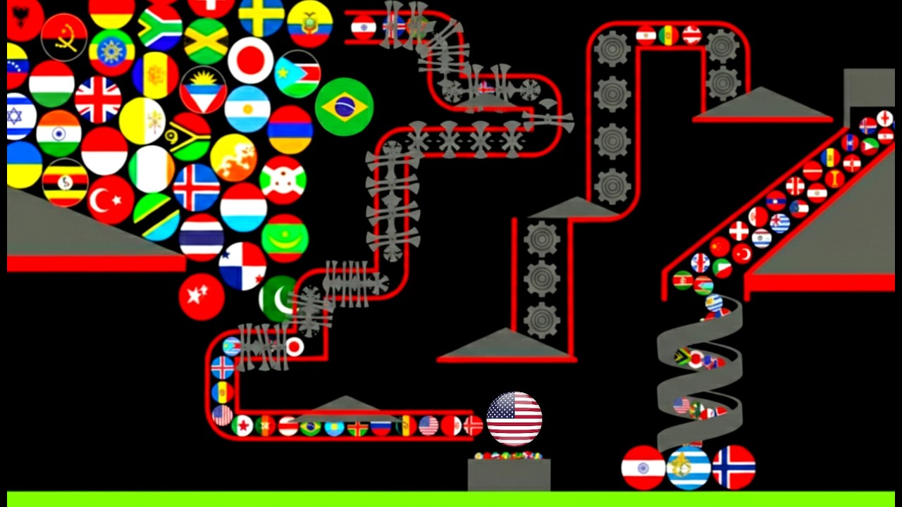 20 Pro Countries Marble Race In Algodoo